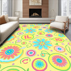 Groovy Yellow Floral Alphabet Medley Rug