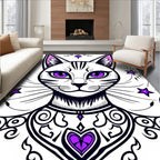 Mystic Purple Star Cat Portrait Rug