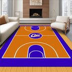 Orange Purple Court Round Logo Rug
