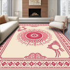 Crimson Sunburst Framed Medallion Rug