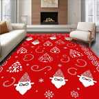 Festive Red Santa Tree Swirl Border Rug