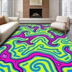 Vibrant Labyrinth Blue Pink Swirl Rug