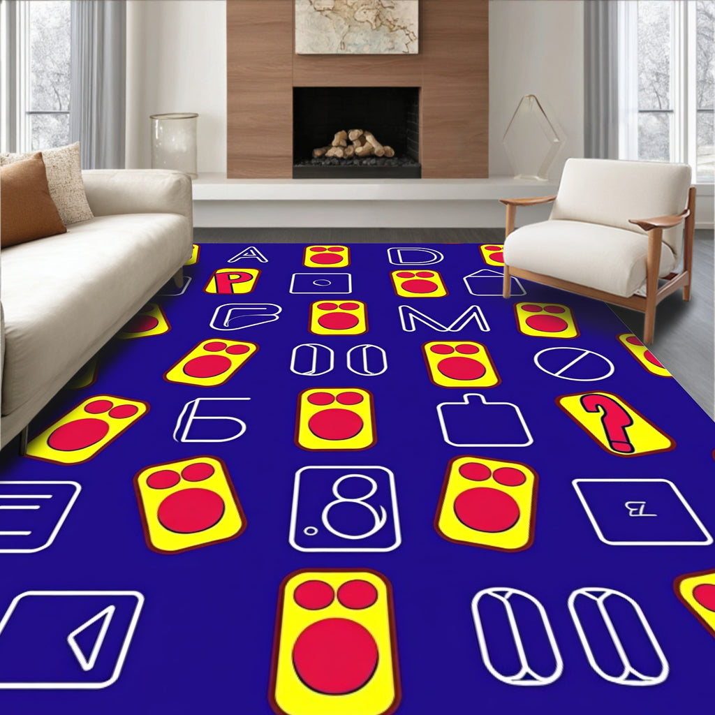 Bold Yellow Red Alphabet Icons Rug