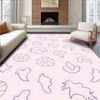 Purple Outline Fossil Shapes Rug