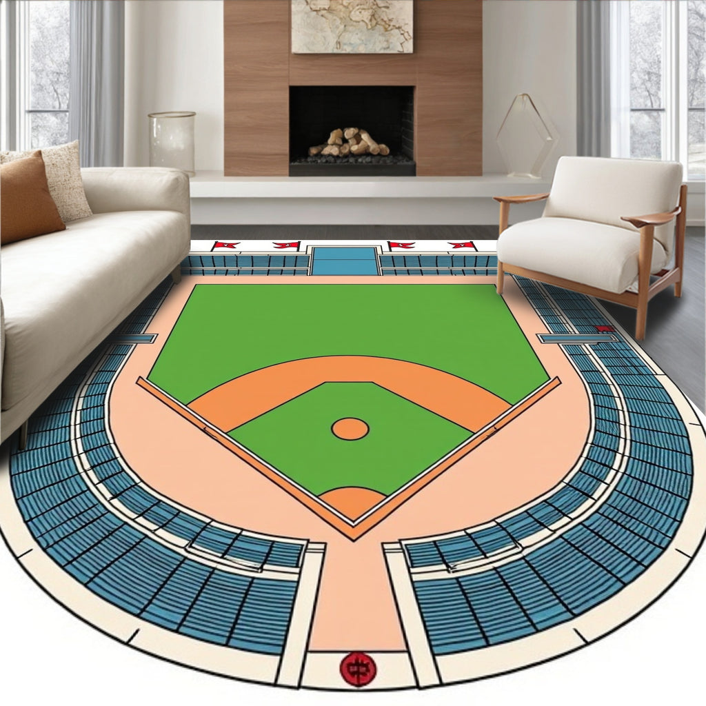 Stadium Aerial View Diamond Green Field Rug