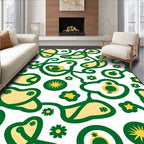 Whimsical Green Yellow Floral Swirl Rug