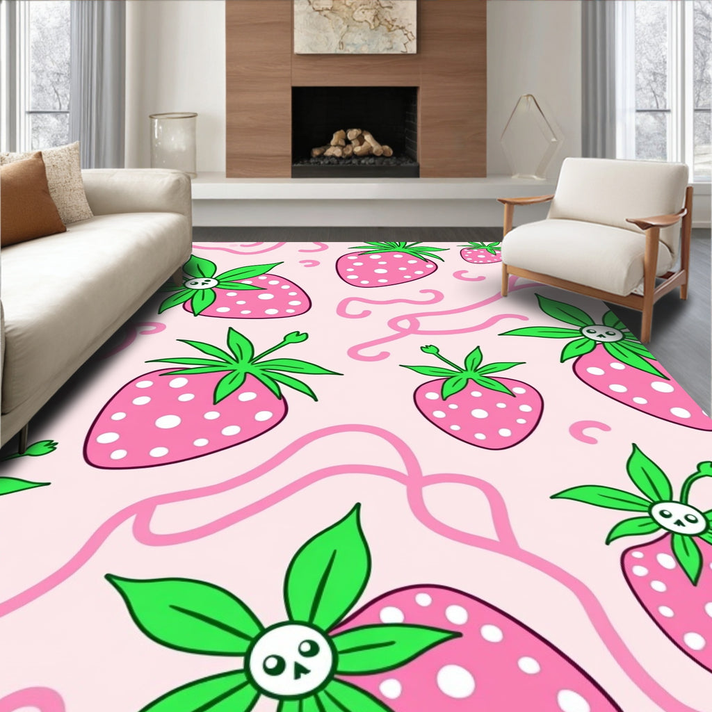 Pink Strawberry Swirls and Curls Rug