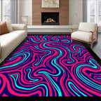 Bold Pink Teal Swirl Abstract Rug