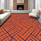 Bold Orange Blue Interlocking Maze Rug
