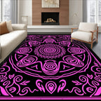 Vibrant Pink Floral Mandala Rug