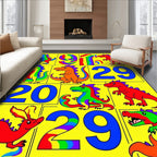 Vibrant Rainbow Dinosaur Numbers Rug