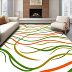 Curved Lines Orange Green Ochre Flow Rug
