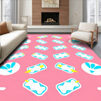 Cute Pink Airplane Cloud Motif Rug