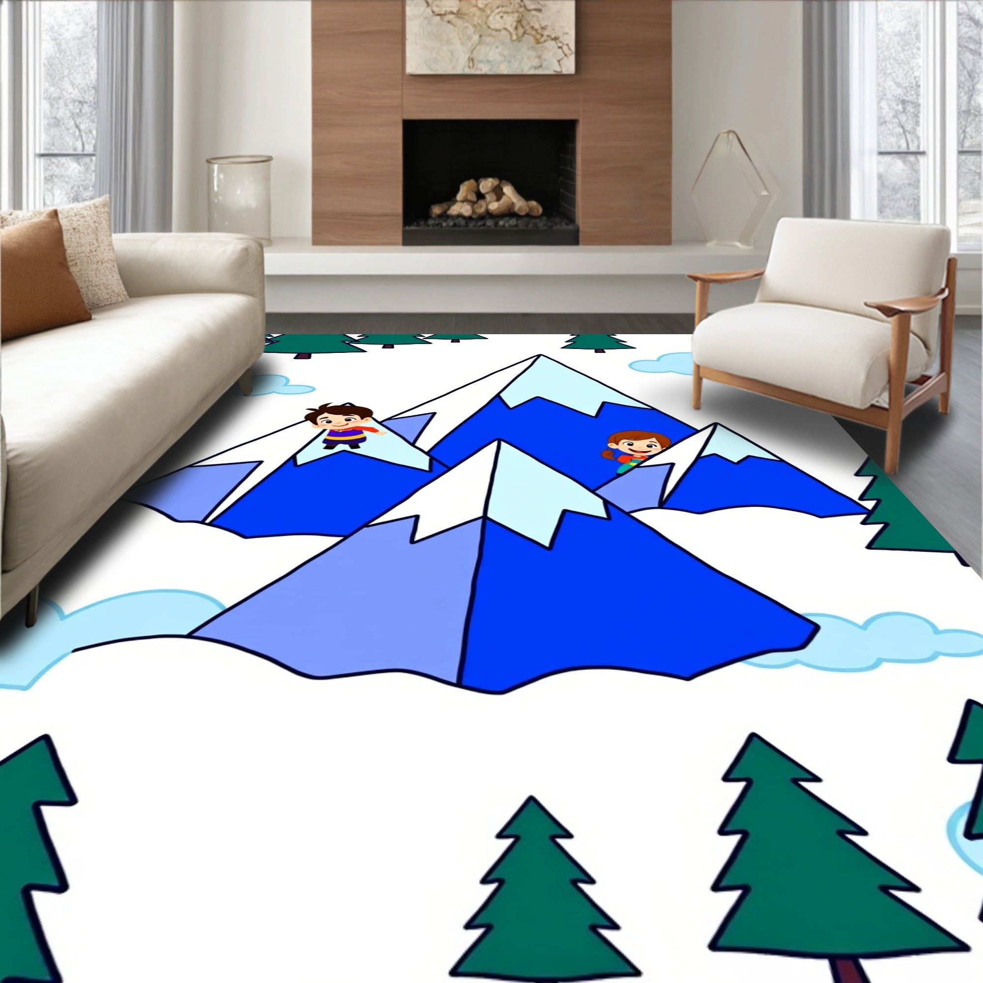 Happy Kids Snowy Mountain Adventure Rug