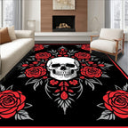 Dark Floral Skull Romance Rug