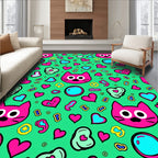 Pink Kitty Hearts And Bubbles Rag Rug