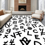 Black Alphabet Collage Graphic Rug