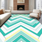 Chevron Aqua Mint Yellow Accents Rug