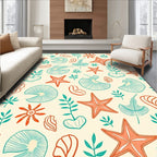 Coral Starfish Teal Leaf Medley Rug