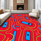 Red Blue Capsule Yellow Swirl Rug