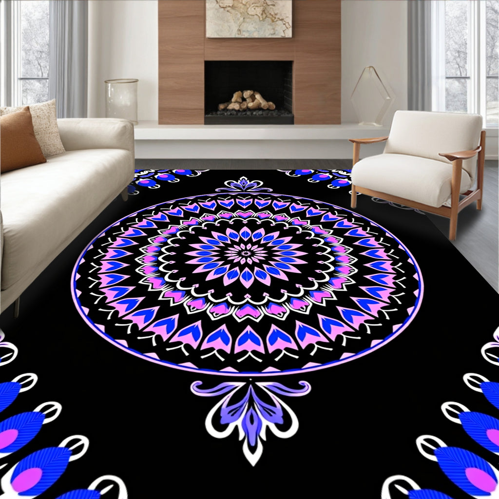 Circular Violet Blue Mandala Rug