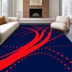 Crimson Swirls on Navy Background Rug