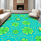 Whimsical Frog Lilypad Swirls Rug