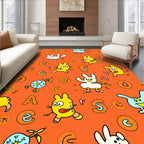 Whimsical Yellow Critters Alphabet Collage Rug