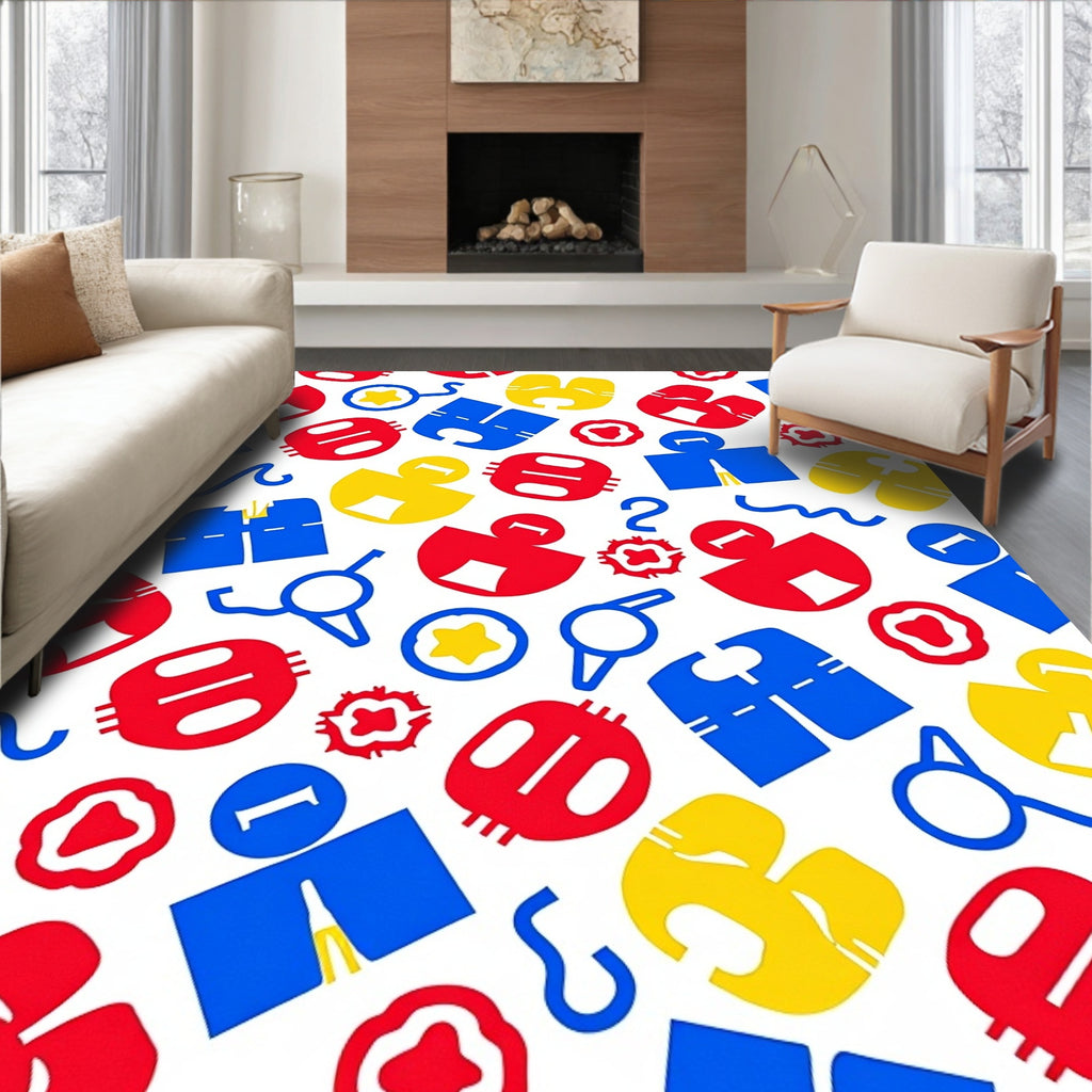 Primary Color Geometric Figures Rug