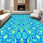 Aqua Blue Swirling Organic Contemporary Rug