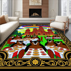 Whimsical Bears Feast Under Rainbow Palace Rug