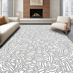 Abstract Black White Organic Weave Rug