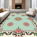Vintage Pink Rose Garden Border Rug