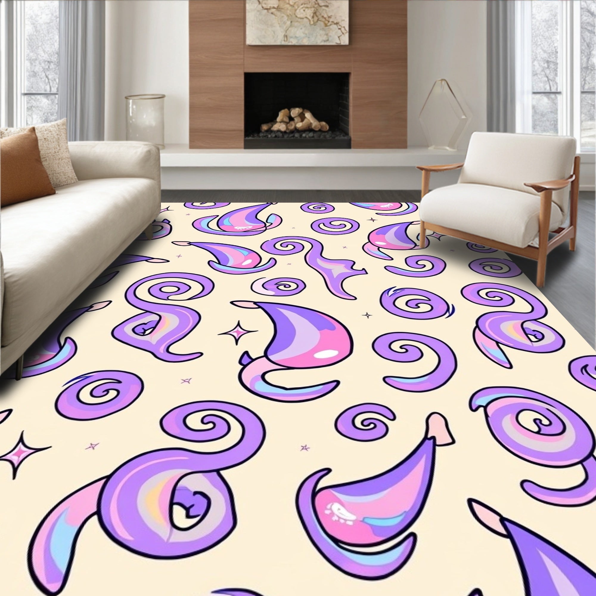 Pastel Swirl and Teardrop Meadow Rug