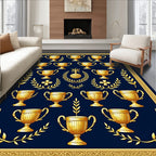 Golden Trophy Laurel Wreath Navy Rug