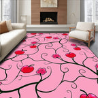 Whimsical Pink Apple Blossom Vines Rug