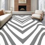 Gray White Abstract Zebra Stripes Rug