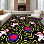 Astronaut Spacewarp Yellow Red Blue Rug