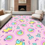 Whimsical Yellow Bird Musical Notes Rug