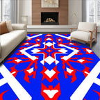 Red White Blue Geometric Starburst Rug