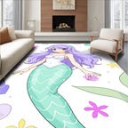 Kawaii Purple Mermaid Sea Creatures Rug