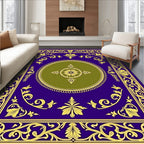Royal Blue Gold Floral Medallion Rug