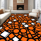 Bold Orange Geometric Tennis Ball Mix Rug
