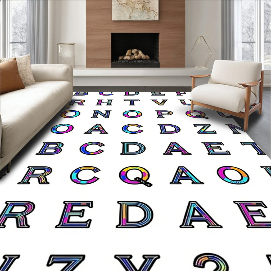 Vibrant Alphabet Gradient Block Rug