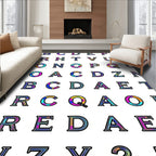 Vibrant Alphabet Gradient Block Rug