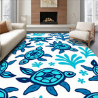 Oceanic Blue Sea Turtle Swirls Rug