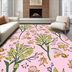 Soft Pink Botanical Garden Medallion Rug