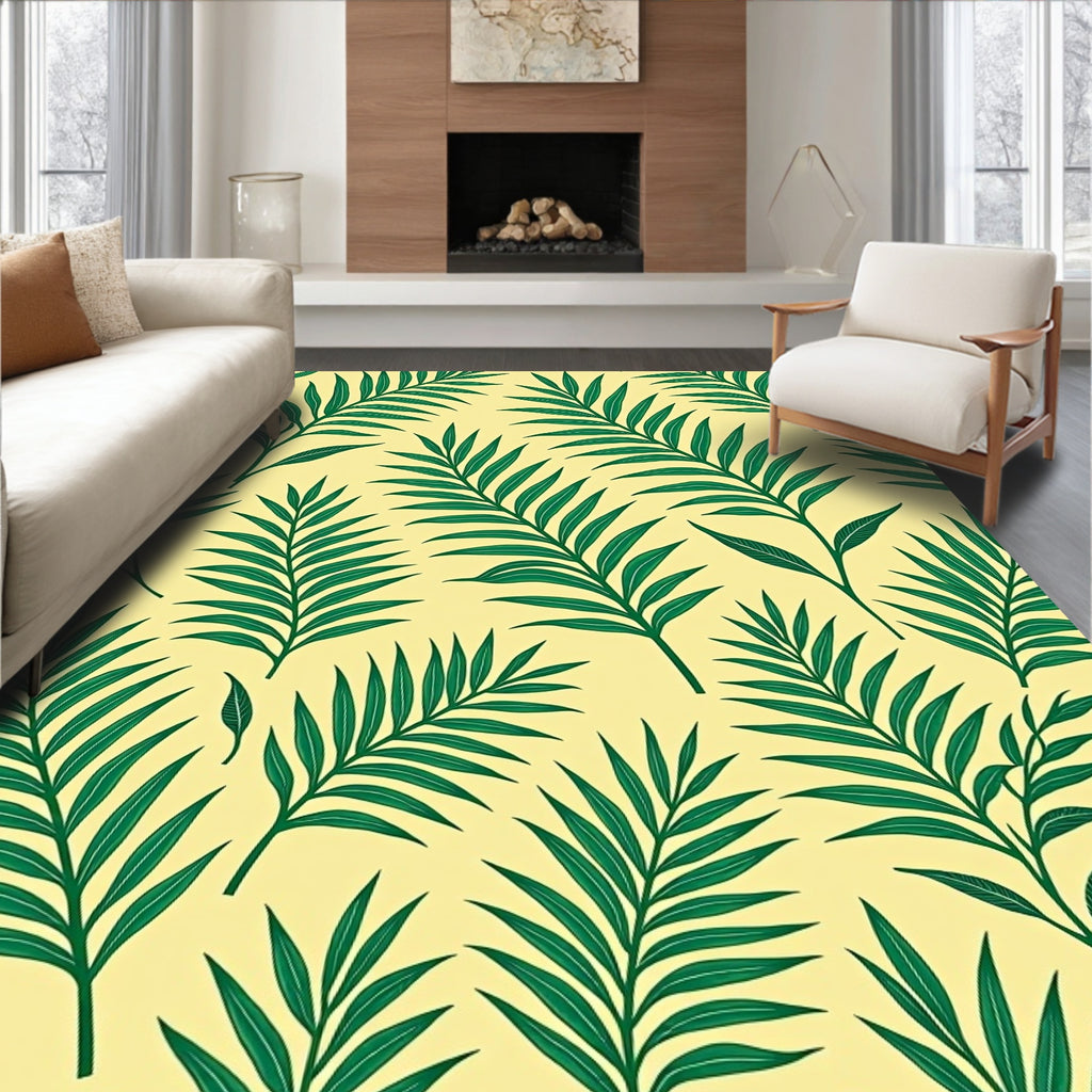 Verdant Fronds On Cream Background Rug