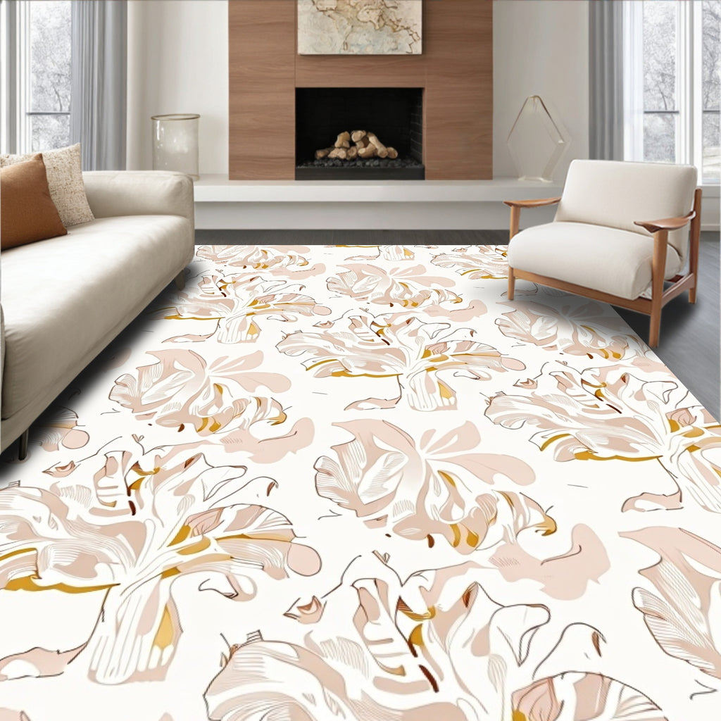 Blush Sepia Floral Art Nouveau Rug