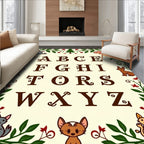 Whimsical Alphabet Border Animals Rug